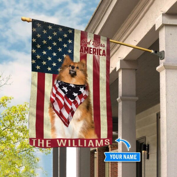 Shetland Sheepdog God Bless America Personalized Flag – Custom Dog Flags – Dog Lovers Gifts for Him or Her