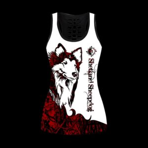 Shetland Sheepdog Red Tattoos Combo Leggings And Hollow Tank Top Workout Sets For Women Gift For Dog Lovers 2 lm4jys