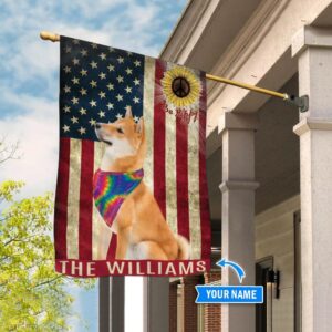 Shiba Inu Hippie Personalized Flag Custom Dog Flags Dog Lovers Gifts for Him or Her 1