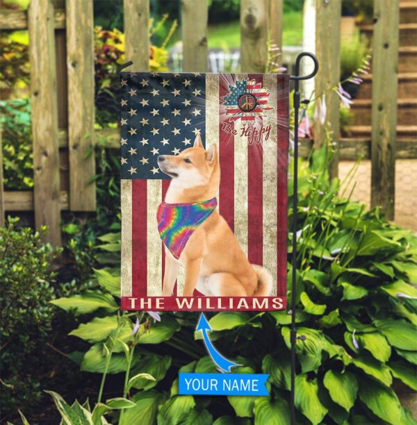 Shiba Inu Hippie Personalized House Flag – Custom Dog Flags – Dog Lovers Gifts for Him or Her