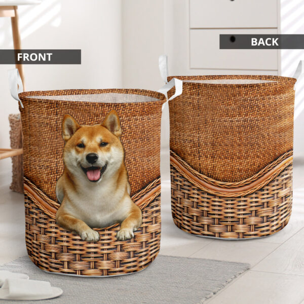 Shiba Inu Rattan Texture Laundry Basket – Laundry Hamper – Dog Lovers Gifts for Him or Her – Storage Basket