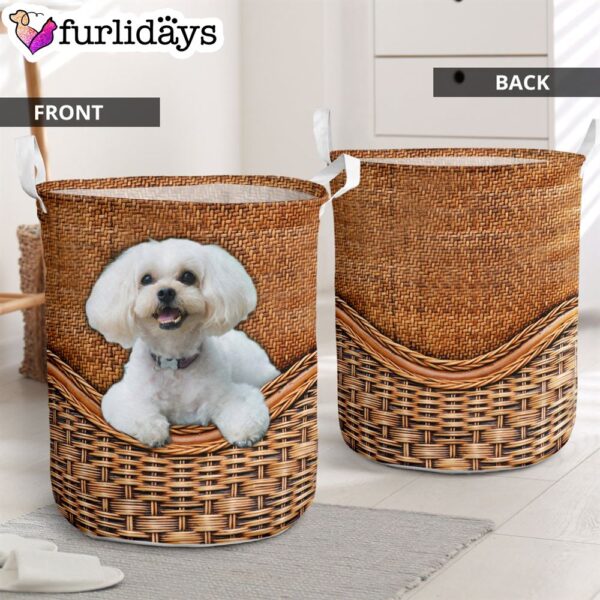 Shih-Poo Rattan Texture Laundry Basket – Laundry Hamper – Dog Lovers Gifts for Him or Her
