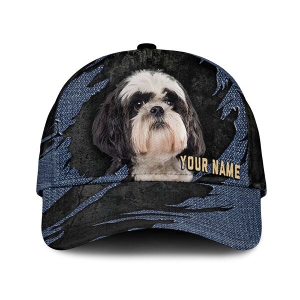 Shih Poo Jean Background Custom Name & Photo Dog Cap – Classic Baseball Cap All Over Print – Gift For Dog Lovers