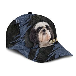 Shih Poo Jean Background Custom Name Cap Classic Baseball Cap All Over Print Gift For Dog Lovers 2 fqnhtn