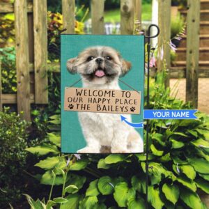 Shih Tzu Welcome To Our Happy Place Personalized Flag Custom Dog Flags Dog Lovers Gifts for Him or Her 2