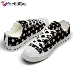 Shih Tzu Cute Pattern Black Low Top Shoes 2
