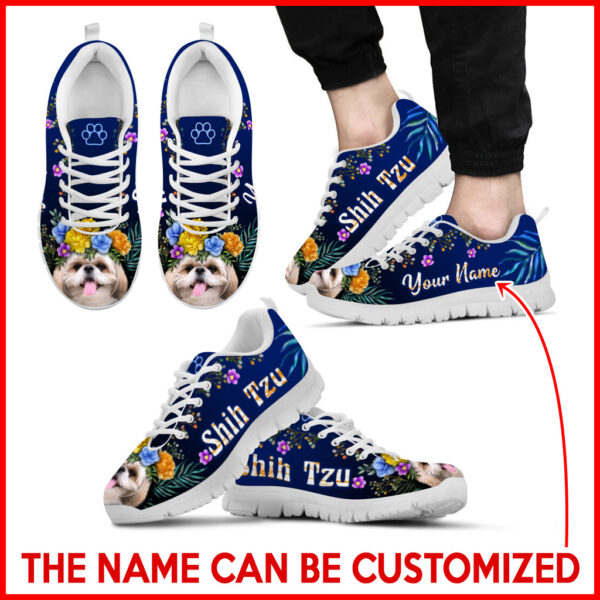 Shih Tzu Dog Lover Shoes Flower Power Sneaker Walking Shoes – Personalized Custom – Best Shoes For Dog Lover