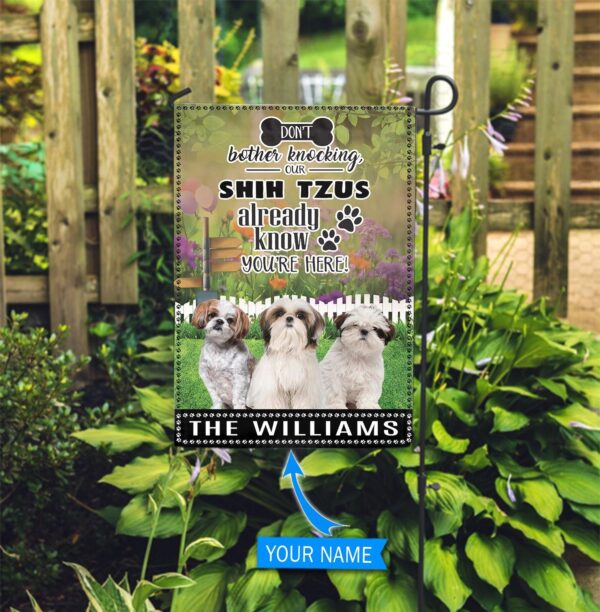 Shih Tzu Don’t Bother Knocking Personalized Flag – Personalized Dog Garden Flags – Dog Lovers Gifts for Him or Her
