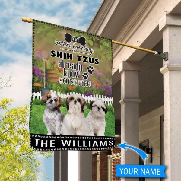 Shih Tzu Don’t Bother Knocking Personalized Flag – Personalized Dog Garden Flags – Dog Lovers Gifts for Him or Her