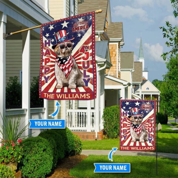Shih Tzu God Bless America – 4th Of July Personalized Flag – Custom Dog Flags – Dog Lovers Gifts for Him or Her