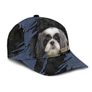 Shih Tzu Jean Background Custom Name Cap Classic Baseball Cap All Over Print Gift For Dog Lovers 2 f9sgqm