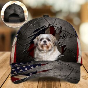 Shih Tzu On The American Flag Cap Hat For Going Out With Pets Gifts Dog Hats For Relatives 1 fne6yb