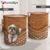 Shih Tzu Rattan Texture Laundry Basket – Laundry Hamper – Dog Lovers Gifts for Her – Home Decor