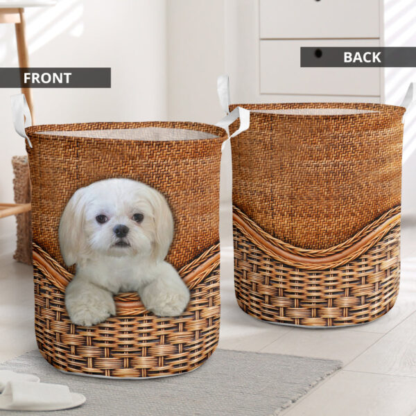 Shih Tzu Rattan Texture Laundry Basket – Laundry Hamper – Dog Lovers Gifts for Him or Her – Dog Memorial Gift