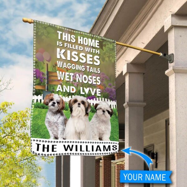 Shih Tzu This Home Is Filled With Kisses Personalized Dog Garden Flags – Dog Lovers Gifts for Him or Her