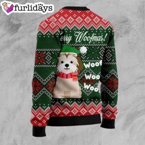 Shih Tzu Woofmas Ugly Christmas Sweater Dog Memorial Gift Unisex Crewneck Sweater 2