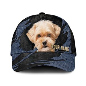Shorkie Jean Background Custom Name Cap Classic Baseball Cap All Over Print Gift For Dog Lovers 1 bphf9l