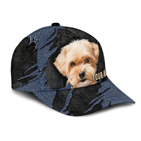Shorkie Jean Background Custom Name & Photo Dog Cap – Classic Baseball Cap All Over Print – Gift For Dog Lovers