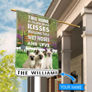 Siamese Cat This Home Is Filled With Kisses Personalized Flag Custom Cat Garden Flags Cat Flag For House 3