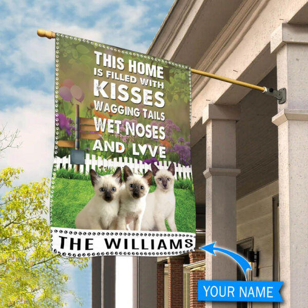 Siamese Cat This Home Is Filled With Kisses Personalized Flag – Custom Cat Garden Flags – Cat Flag For House