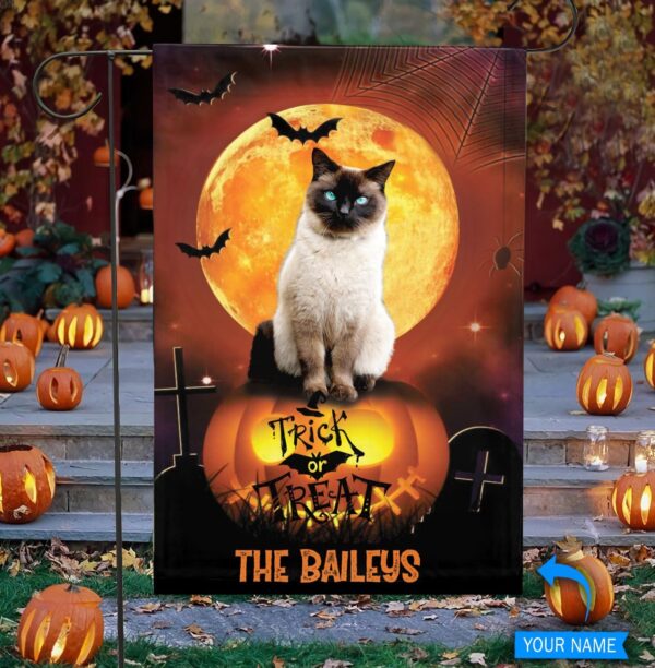 Siamese Cat Trick Or Treat Personalized Flag – Custom Cat Garden Flags – Cat Flag For House