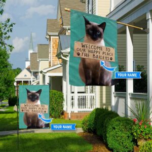Siamese Cat Welcome Garden Personalized Flag Custom Cat Garden Flags Cat Flag For House 1