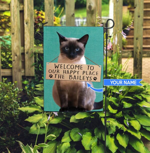 Siamese Cat Welcome Garden Personalized Flag – Custom Cat Garden Flags – Cat Flag For House