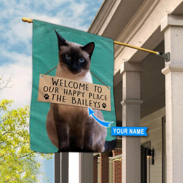 Siamese Cat Welcome Garden Personalized Flag – Custom Cat Garden Flags – Cat Flag For House