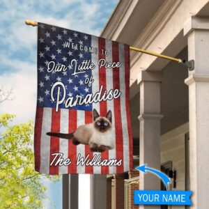Siamese Cat Welcome To Our Paradise Personalized Flag Custom Cat Garden Flags Cat Flag For House 1