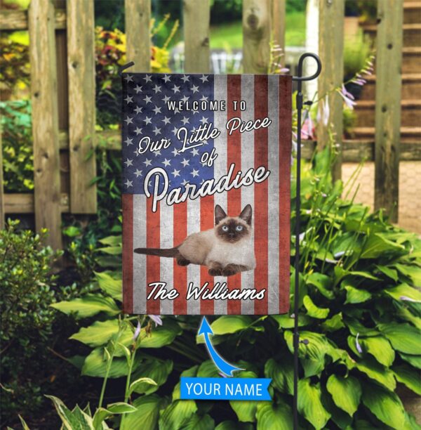 Siamese Cat Welcome To Our Paradise Personalized Flag – Custom Cat Garden Flags – Cat Flag For House