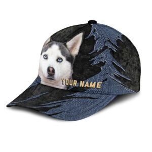 Siberian Husky Jean Background Custom Name Cap Classic Baseball Cap All Over Print Gift For Dog Lovers 3 ff2nz4