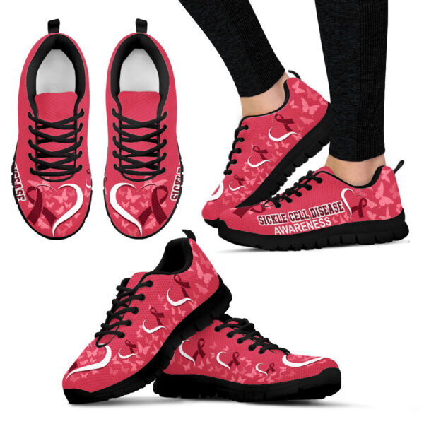 Sickle Cell Disease Shoes Awareness Heart Ribbon Sneaker Walking Shoes – Best Gift For Men And Women Malalan