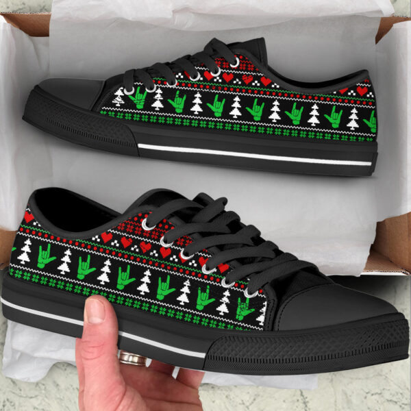 Sign Language Symbol Christmas Low Top Shoes Canvas Print Shoes – Best Shoes For Christmas – Sneaker For Walking