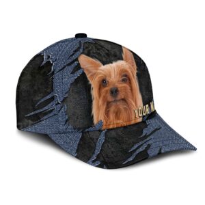 Silky Terrier Jean Background Custom Name Cap Classic Baseball Cap All Over Print Gift For Dog Lovers 2 jivnbf