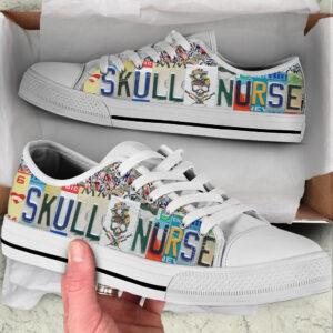 Skull Nurse Low Top Shoes Canvas Print Fashionable Low Top Casual Shoes Gift For Adults Sneaker For Walking 1