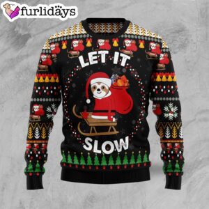 Sloth Let It Slow Ugly Christmas Sweater Best Xmas Gifts Dog Memorial Gift 1