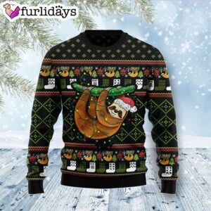 Sloth Light Ugly Christmas Sweater –…