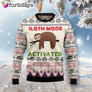 Sloth Mode Activated Ugly Christmas Sweater…