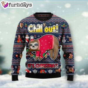 Sloth Santa Chill Out Is Christmas Ugly Christmas Sweater Crewneck Sweater Christmas Outfits Gift 1