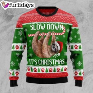 Sloth Slow Down Ugly Christmas Sweater Gift For Christmas Gifts For Dog Lovers 1