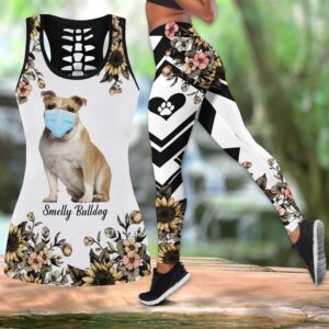 Smelly Bulldog Funny Combo Leggings And Hollow Tank Top – Workout Sets For Women – Gift For Dog Lovers
