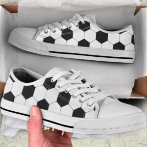 Soccer Ball Texture Pattern Shortcut Low Top Shoes Canvas Print Lowtop Casual Shoes Gift For Adults 1