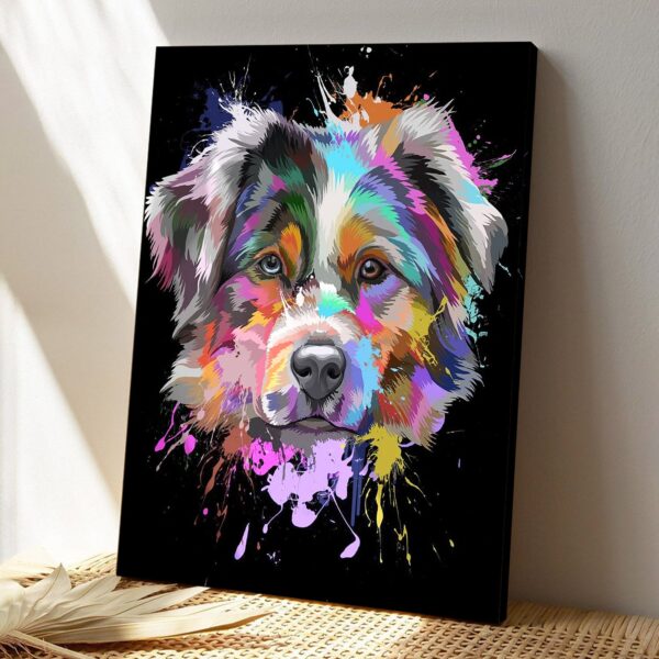 Australian Shepherd Splash – Dog Pictures – Dog Canvas Poster – Dog Wall Art – Gifts For Dog Lovers – Furlidays