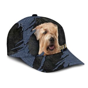 Soft coated Wheaten Terrier Jean Background Custom Name Cap Classic Baseball Cap All Over Print Gift For Dog Lovers 2 wmzmze