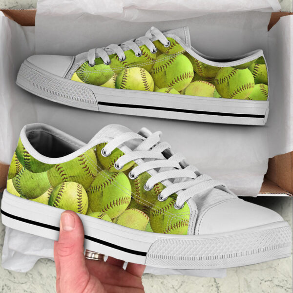 Softball Background Low Top Shoes – Casual Shoes Gift For Adults – Sneaker For Walking