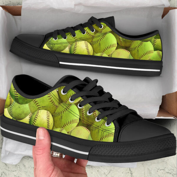 Softball Background Low Top Shoes – Casual Shoes Gift For Adults – Sneaker For Walking