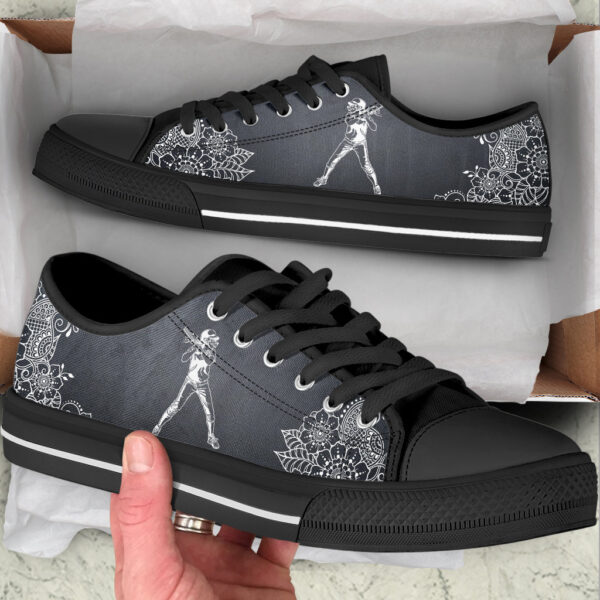 Softball Flower Sketch Low Top Shoes – Fashionable Casual Shoes Gift For Adults