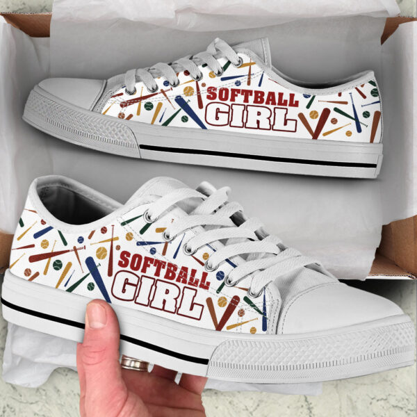 Softball Girl Vector Low Top Shoes – Fashionable Casual Shoes Gift For Adults – Sneaker For Walking