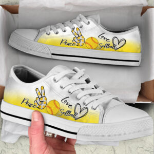 Softball Peace Love Low Top Shoes…