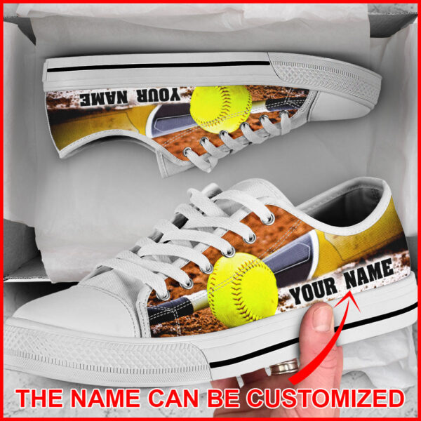 Softball Shortcut Name Low Top Shoes Canvas Print Lowtop Casual Shoes Gift For Adults –  Walking Shoes Men Women
